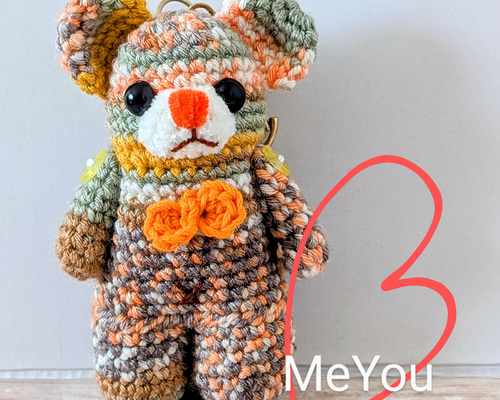 売約済み　おねんねくまさん★あみぐるみ//ハンドメイド/キーホルダー オーダーメイドあみぐるみ❤️🐻🐻💙 彼氏さんへのプレゼントで