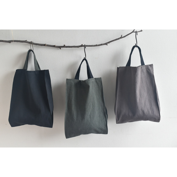 A4入るサブバッグ(持ち手ショート)/エコバッグ/綿麻ダメージダイド/国産生地 20枚目の画像