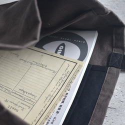 A4入るサブバッグ(持ち手ショート)/エコバッグ/綿麻ダメージダイド/国産生地 15枚目の画像