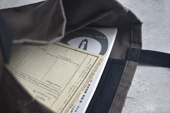 A4入るサブバッグ(持ち手ショート)/エコバッグ/綿麻ダメージダイド/国産生地 15枚目の画像