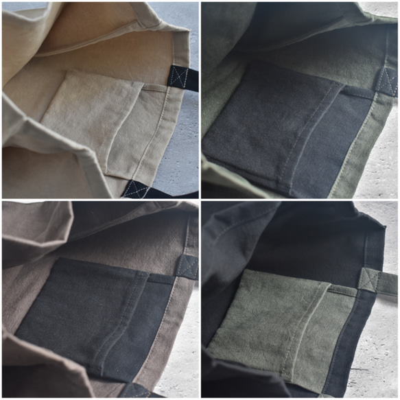 A4入るサブバッグ(持ち手ショート)/エコバッグ/綿麻ダメージダイド/国産生地 16枚目の画像