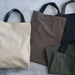 A4入るサブバッグ(持ち手ショート)/エコバッグ/綿麻ダメージダイド/国産生地 10枚目の画像