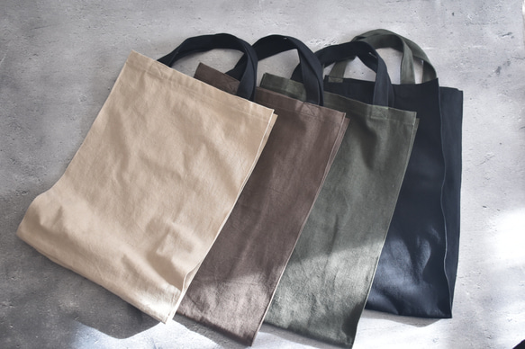 A4入るサブバッグ(持ち手ショート)/エコバッグ/綿麻ダメージダイド/国産生地 1枚目の画像