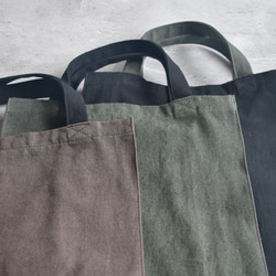 A4入るサブバッグ(持ち手ショート)/エコバッグ/綿麻ダメージダイド/国産生地 17枚目の画像