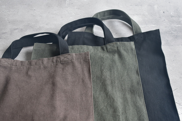 A4入るサブバッグ(持ち手ショート)/エコバッグ/綿麻ダメージダイド/国産生地 17枚目の画像