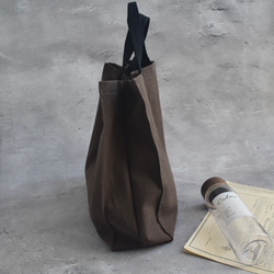 A4入るサブバッグ(持ち手ショート)/エコバッグ/綿麻ダメージダイド/国産生地 5枚目の画像