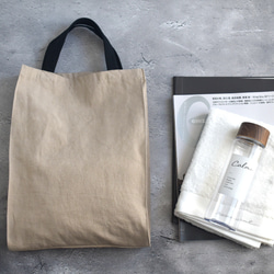 A4入るサブバッグ(持ち手ショート)/エコバッグ/綿麻ダメージダイド/国産生地 2枚目の画像