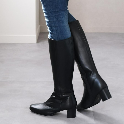 セルジオロッシ ロングブーツ ブラック レザー ジップ 35 22.5cm