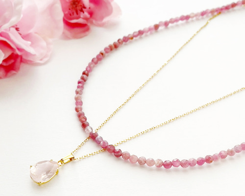 2点セット!】 桜色ネックレスセット 春色 春限定 大人可愛い 上品