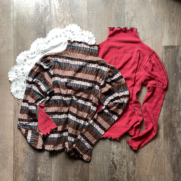 【ヴィクトリアン調】ボーダーリブメローTOPS♡ボトルネック 1枚目の画像