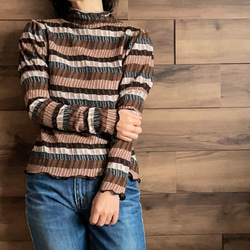 【ヴィクトリアン調】ボーダーリブメローTOPS♡ボトルネック 10枚目の画像