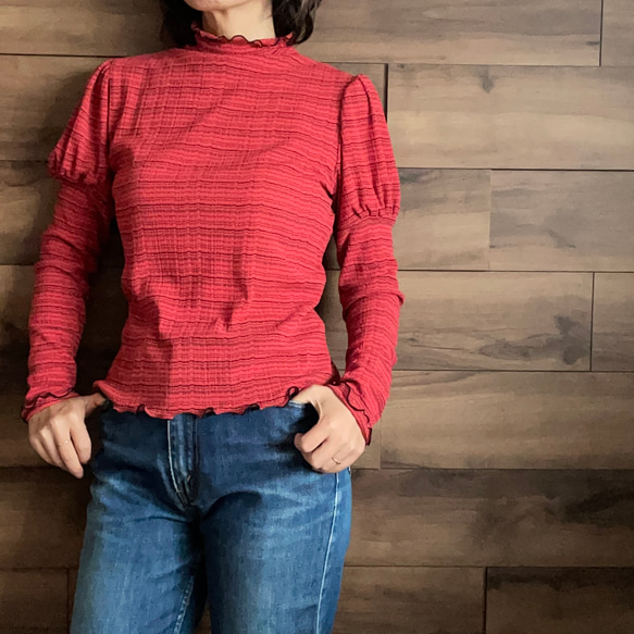 【ヴィクトリアン調】ボーダーリブメローTOPS♡ボトルネック 2枚目の画像