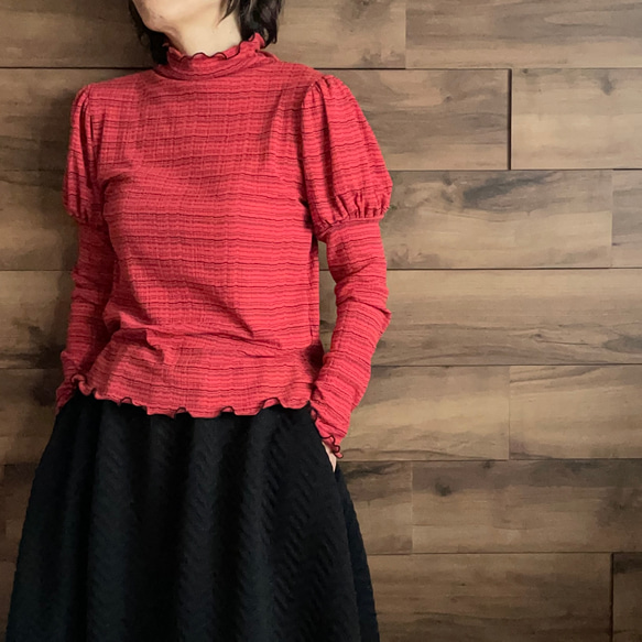 【ヴィクトリアン調】ボーダーリブメローTOPS♡ボトルネック 4枚目の画像