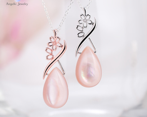 桜ティアドロップネックレス -ピンクマザーオブパール- ネックレス