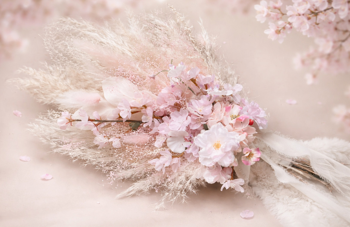 桜ふんわりブーケ　（ドライ×造花）