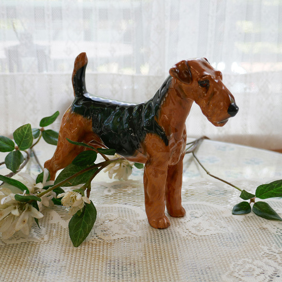 ヴィンテージ　陶器の犬　エアデール 1枚目の画像