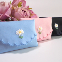おとなの 手刺繍ミニポケットティッシュケース お受験にも ポーチ