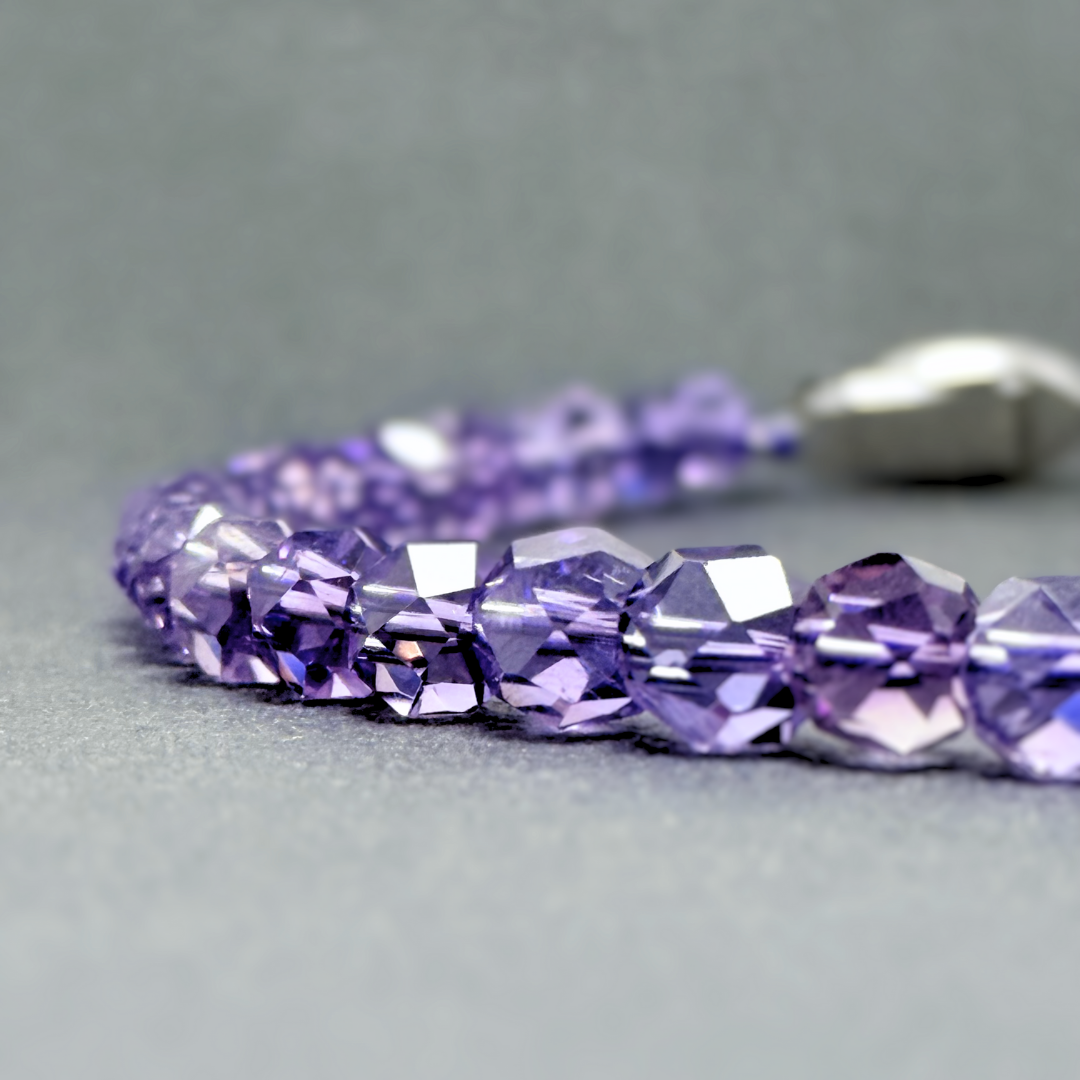 名工品  sv925 PAT アメジスト/紫水晶  シルバー 天然石ネックレス - 一連 32面 竹紫