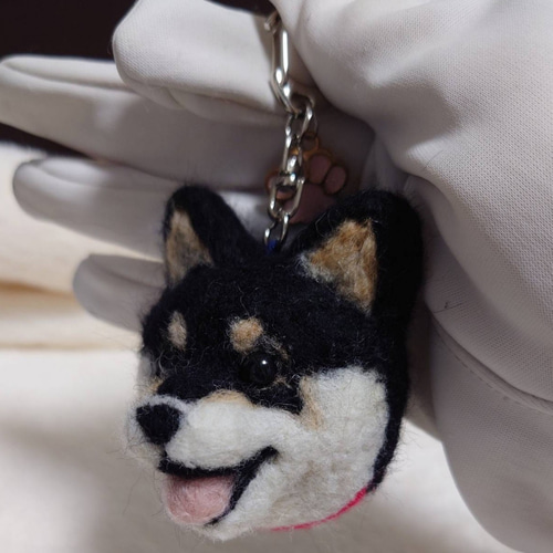 柴犬 羊毛 羊毛フェルト ハンドメイド 黒柴 キーホルダー 羊毛