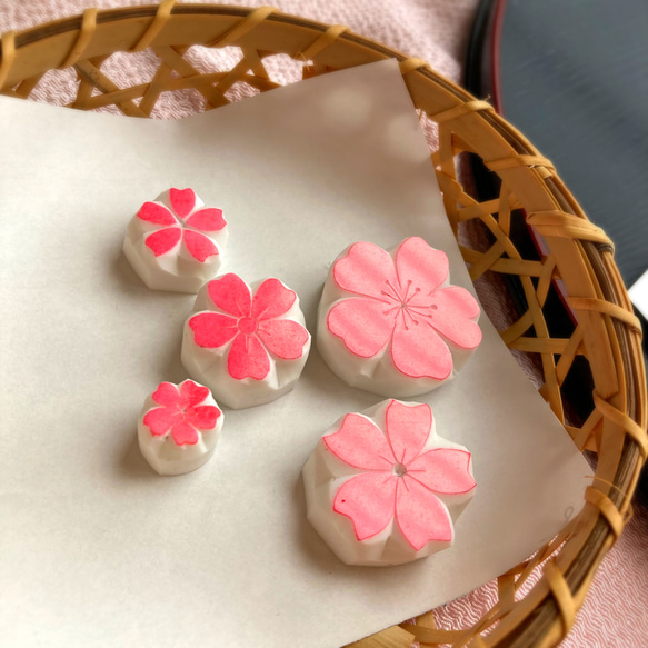 ５種の桜はんこ詰め合わせセット（3月4月の消しゴムはんこ） 2枚目の画像
