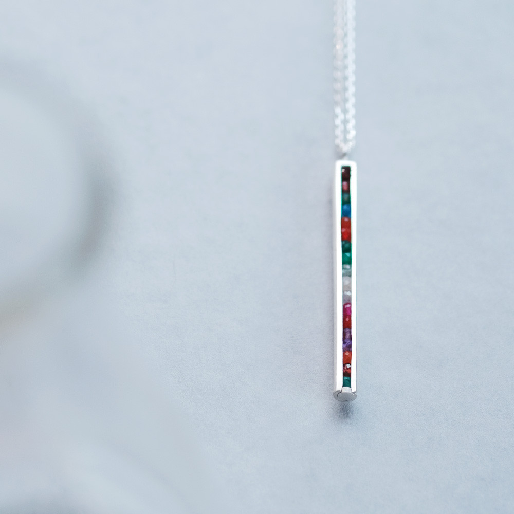 カラフル 天然石 スティック ネックレス シルバー925