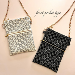 トレリスデイジーのポシェット　ジャガード生地　スマホポシェット　スマホポーチ　スマホショルダー 3枚目の画像