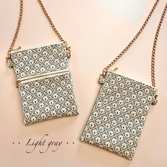 トレリスデイジーのポシェット　ジャガード生地　スマホポシェット　スマホポーチ　スマホショルダー 4枚目の画像