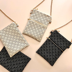 トレリスデイジーのポシェット　ジャガード生地　スマホポシェット　スマホポーチ　スマホショルダー 6枚目の画像