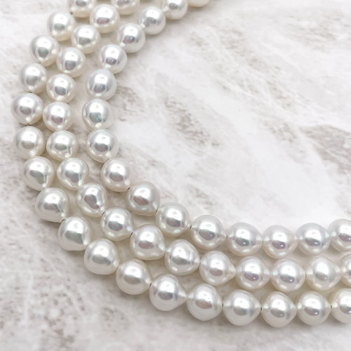 有核ラウンド＆有核バロック本真珠のナチュラルネックレス ケース付き