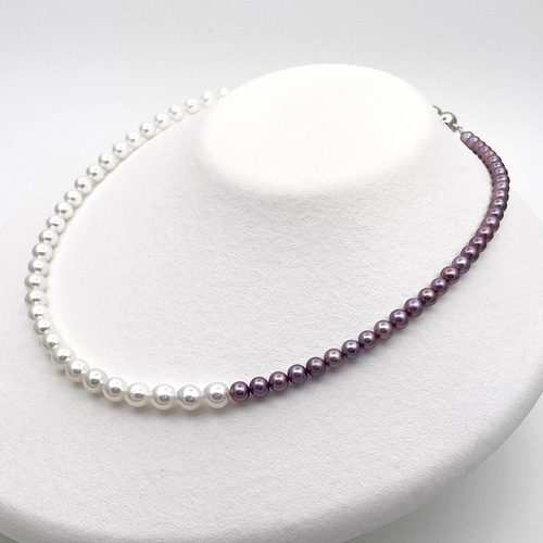 有核ラウンド＆有核バロック本真珠のナチュラルネックレス ケース付き