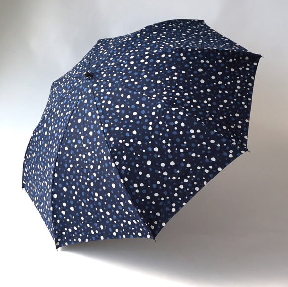 藍染め 木綿 晴雨兼用 折り畳み傘 『藍染め水玉の木陰』 日本製 傘
