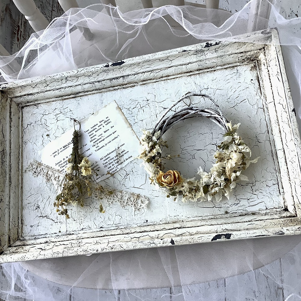 【現品・在庫あり】シャンペトル・シャビー・リース・ドライフラワー・ディスプレイ・ウッドパネル・フレンチ(k4)