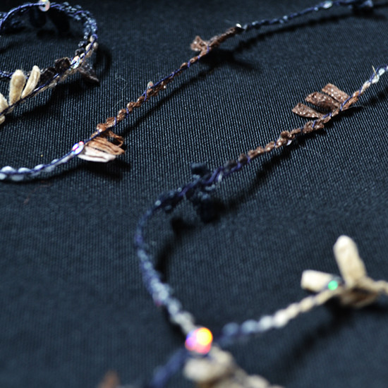 【デッドストック】LUSTRUSA スパンコール糸 ブラウンxネイビーxLブルー イタリア製 LST-02 野島刺繍