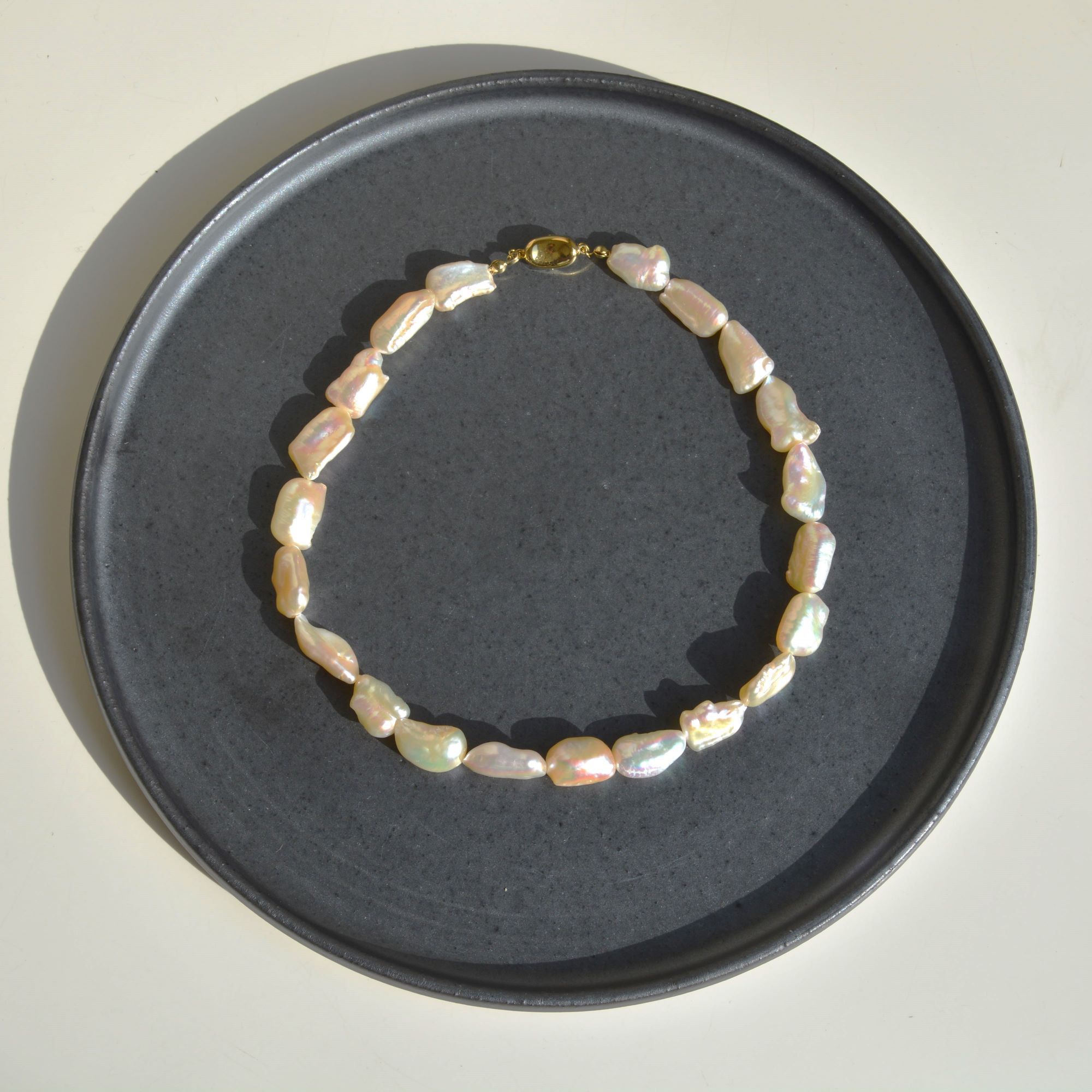 淡水バロックパールのネックレス＊40cm＊17～20ｍｍ＊薄ピンク◆送料無料♪