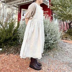 ゆったりリネンワンピ♡たっぷりレースの重ね着ワンピース（25s−025） 12枚目の画像