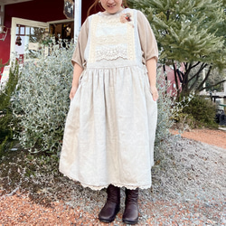 ゆったりリネンワンピ♡たっぷりレースの重ね着ワンピース（25s−025） 14枚目の画像