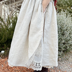 ゆったりリネンワンピ♡たっぷりレースの重ね着ワンピース（25s−025） 7枚目の画像