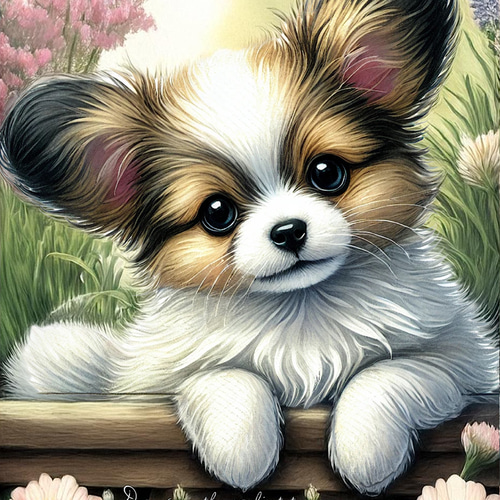 パネル生地 犬 パピヨン 生地 richrichy 通販 18880681｜Creema