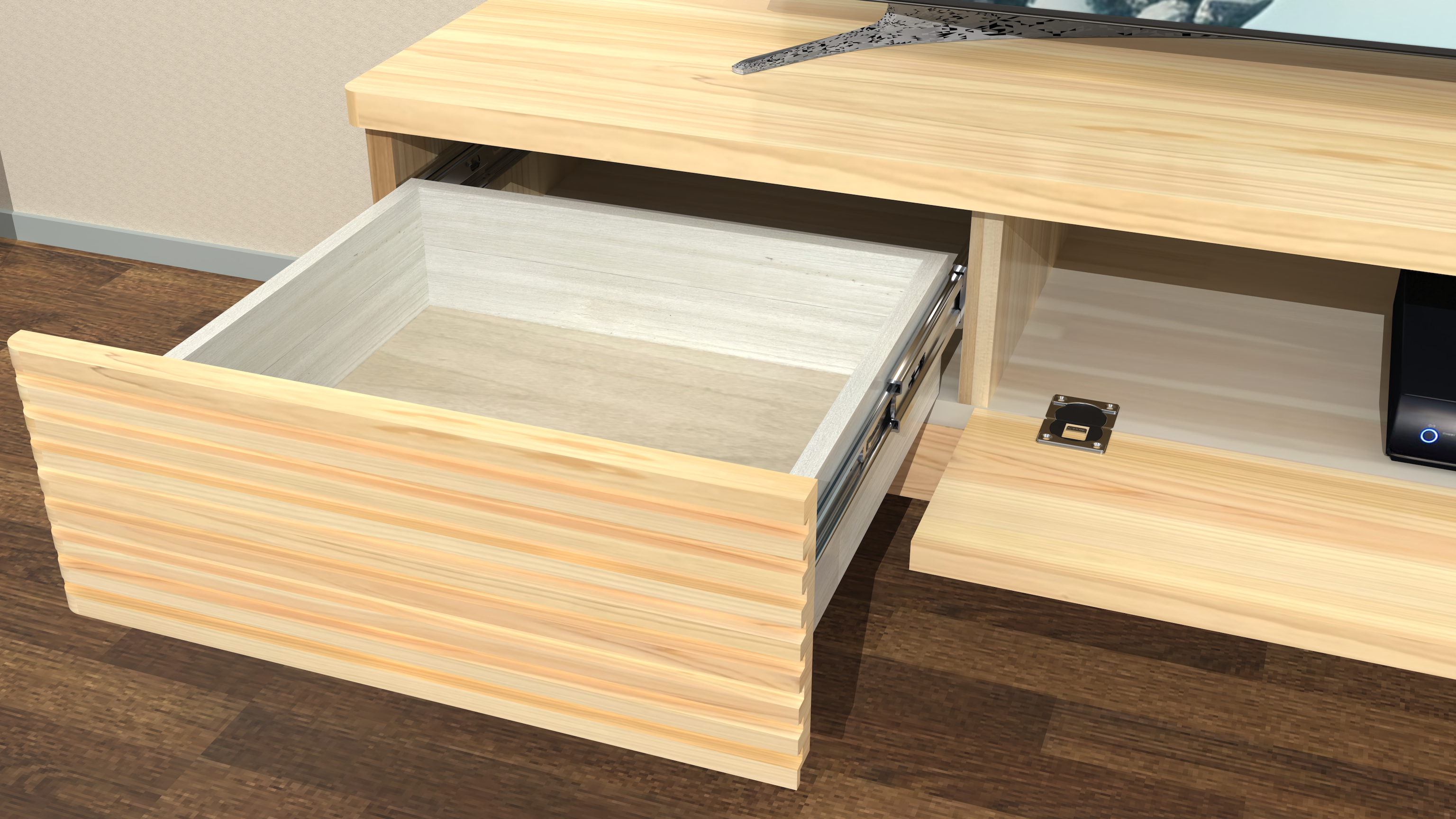 「ローマ_T25_2+1」 手作りテレビ台・桧（四国産）無垢材・w170