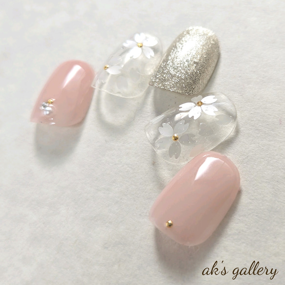 ほんのりピンクの桜ネイル ネイルチップ（つけ爪） ak's gallery 通販
