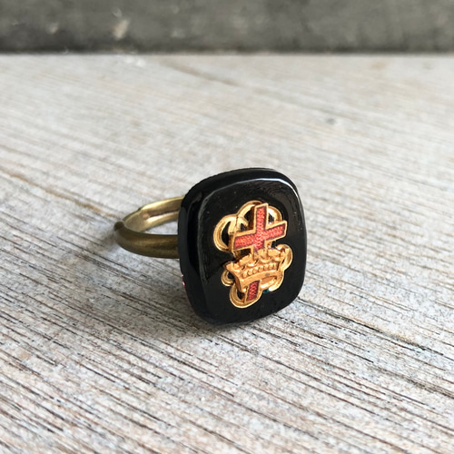 仁尾彫金『一つ星ジルコニアコピアポアゴールド楕円の印台リング