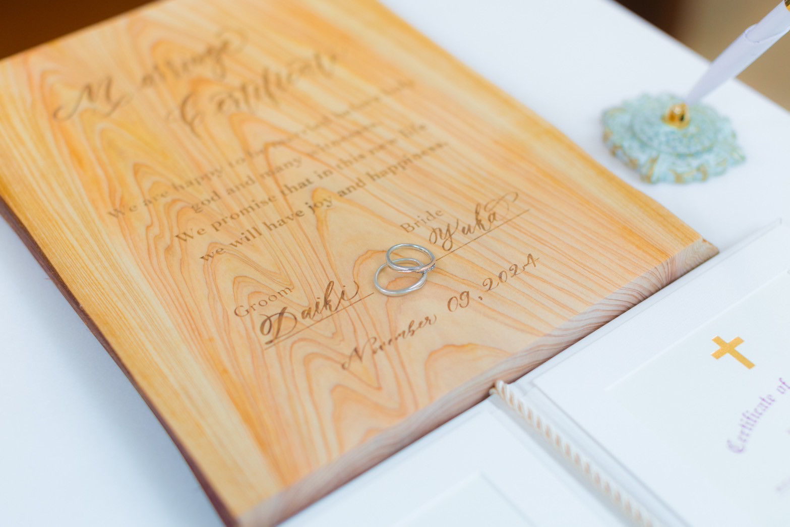 【ウェルカムボードにも使えるフォトデータプレゼント】木の結婚証明書