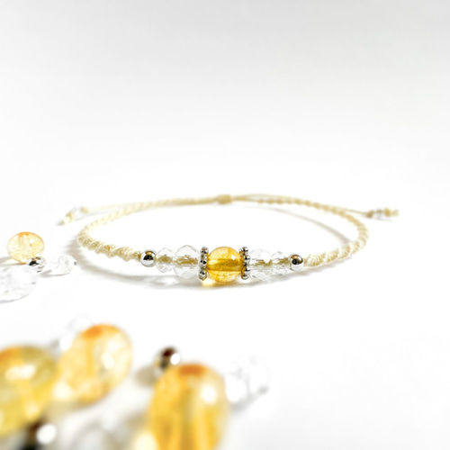 11月誕生石】シトリンの天然石ブレスレット * 耀う黄水晶 * ギフト