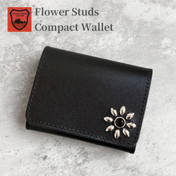 栃木レザー コンパクト三つ折り財布 スタッズ財布［WL-002-ST1