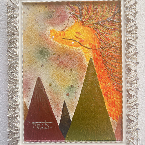 一点もの原画【オレンジ龍】豊かさと希望の象徴 龍画家 インスピ