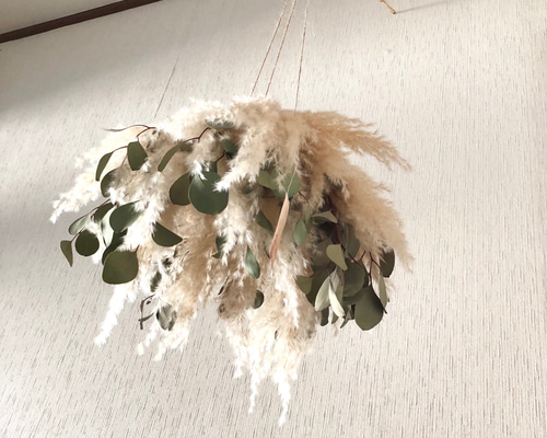 ユーカリ　フライングリース　リース　ドライフラワー ユーカリのフライングリース》ドライフラワー/プレゼント/新築祝い