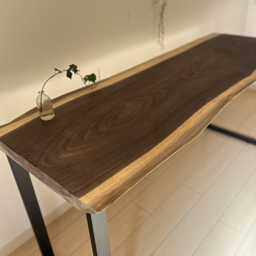 一枚板テーブル ローテーブル 栃の木 アイアン脚 カウンターテーブル