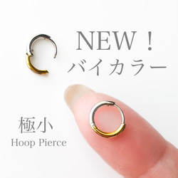 【ifumé】男女兼用！つけっぱなしOK！バイカラー極小ピアス サージカルステンレス 金属アレルギー対応 1枚目の画像