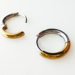 【ifumé】男女兼用！つけっぱなしOK！バイカラー極小ピアス サージカルステンレス 金属アレルギー対応 2枚目の画像