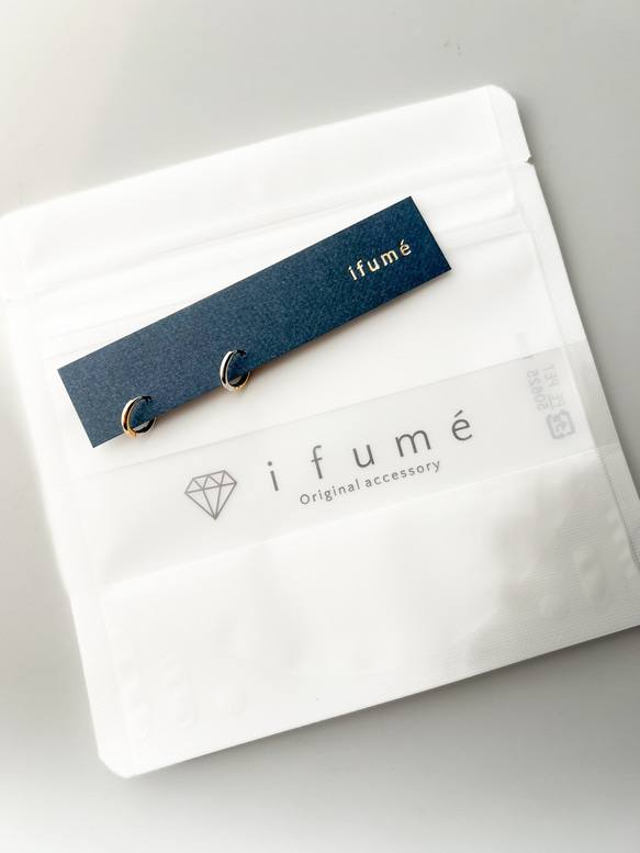 【ifumé】男女兼用！つけっぱなしOK！バイカラー極小ピアス サージカルステンレス 金属アレルギー対応 9枚目の画像
